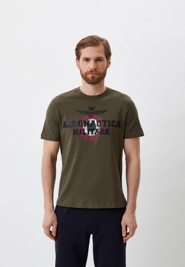 мужская футболка aeronautica militare, коричневая