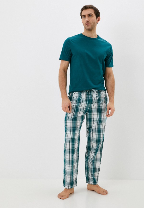 мужская пижама marks & spencer, зеленая