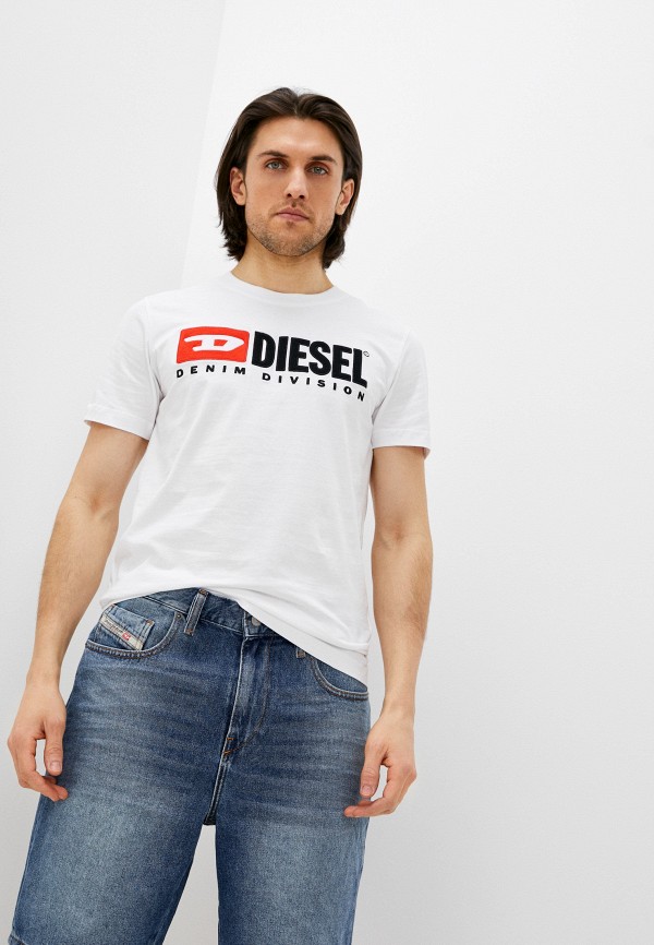 мужская футболка с коротким рукавом diesel, белая