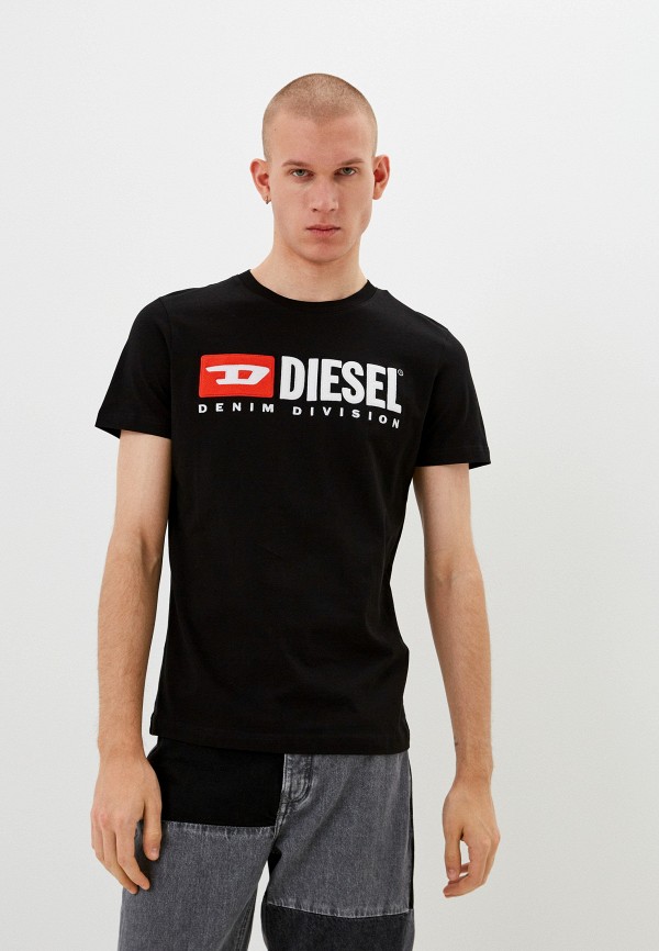 мужская футболка с коротким рукавом diesel, черная