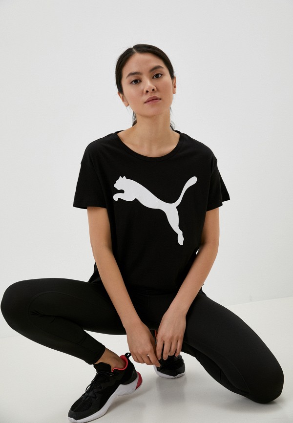 женская футболка puma, черная