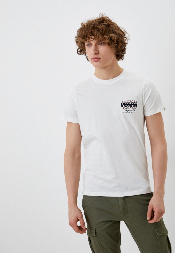 мужская футболка с коротким рукавом jack & jones, белая