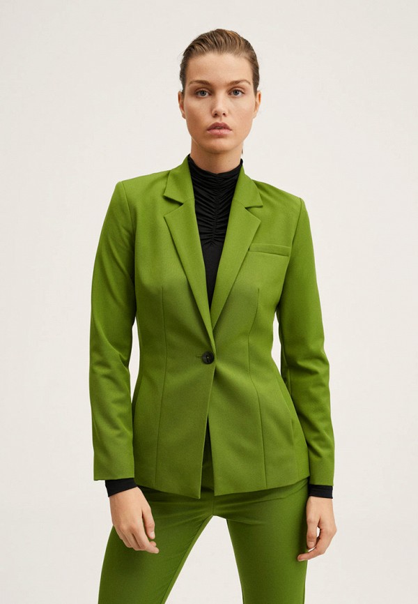 женский пиджак mango, зеленый