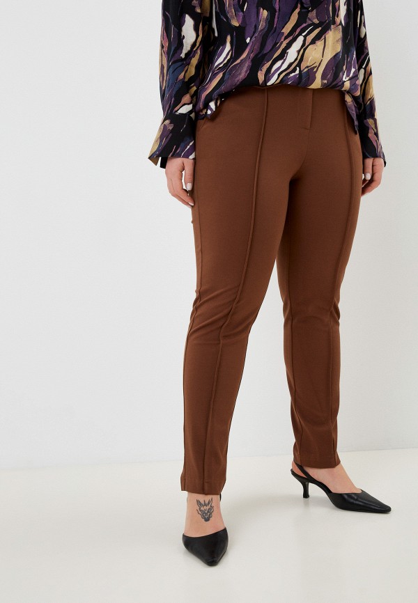 женские зауженные брюки kitana by rinascimento, коричневые