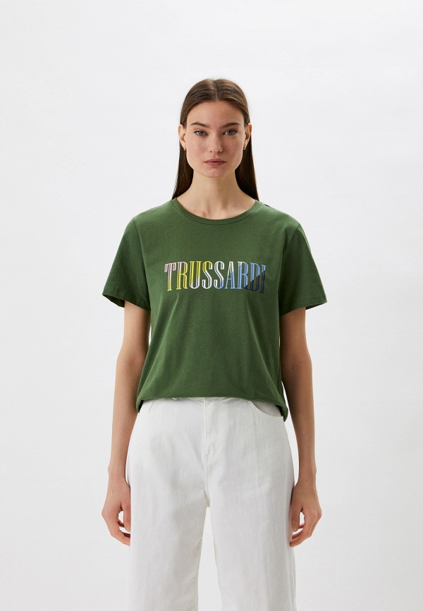 женская футболка trussardi, зеленая