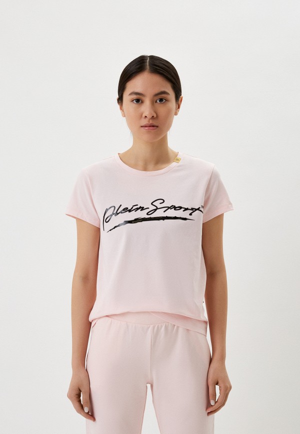 женская футболка plein sport, розовая