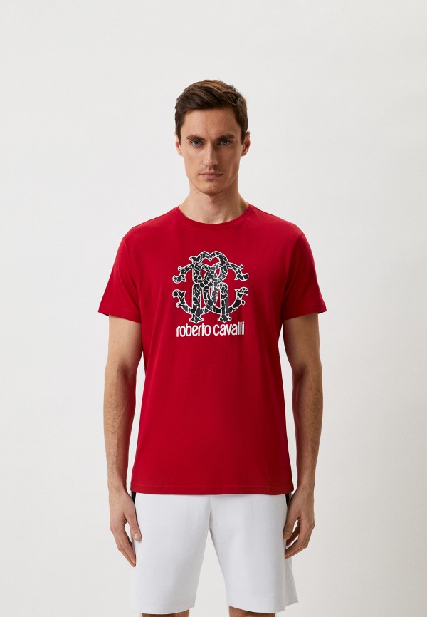 мужская футболка roberto cavalli, красная