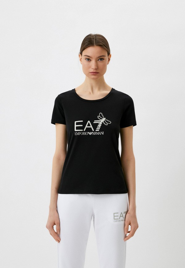 женская футболка ea7, черная