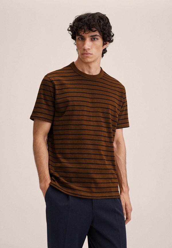 мужская футболка с коротким рукавом mango man, коричневая
