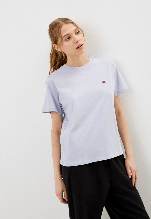 женская футболка napapijri, фиолетовая