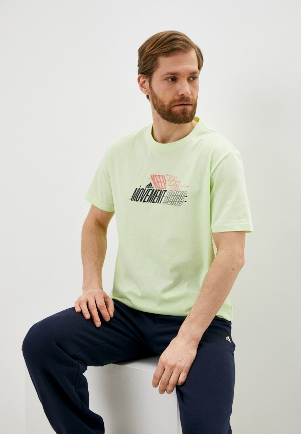 мужская спортивные футболка adidas, зеленая