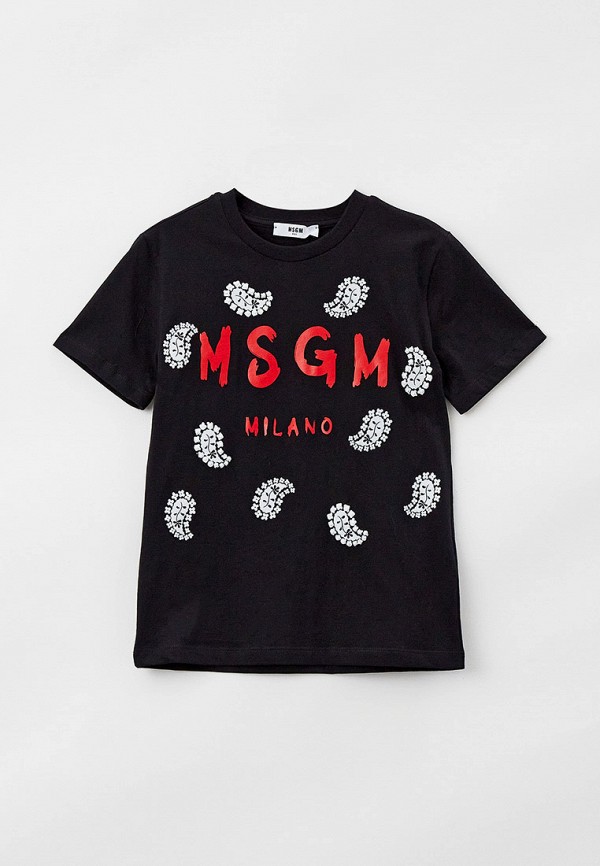 футболка с коротким рукавом msgm kids для девочки, черная