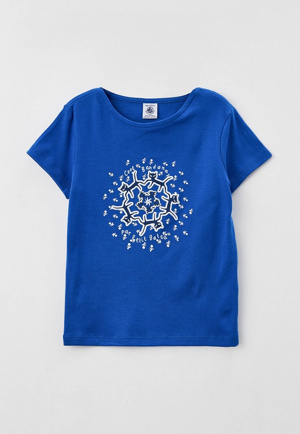футболка с коротким рукавом petit bateau для девочки, синяя