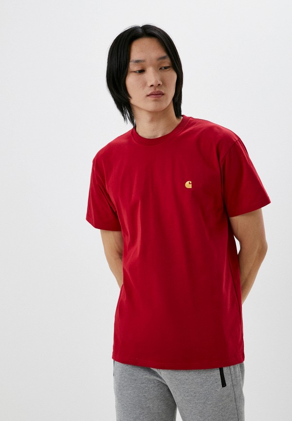 мужская футболка с коротким рукавом carhartt wip, бордовая