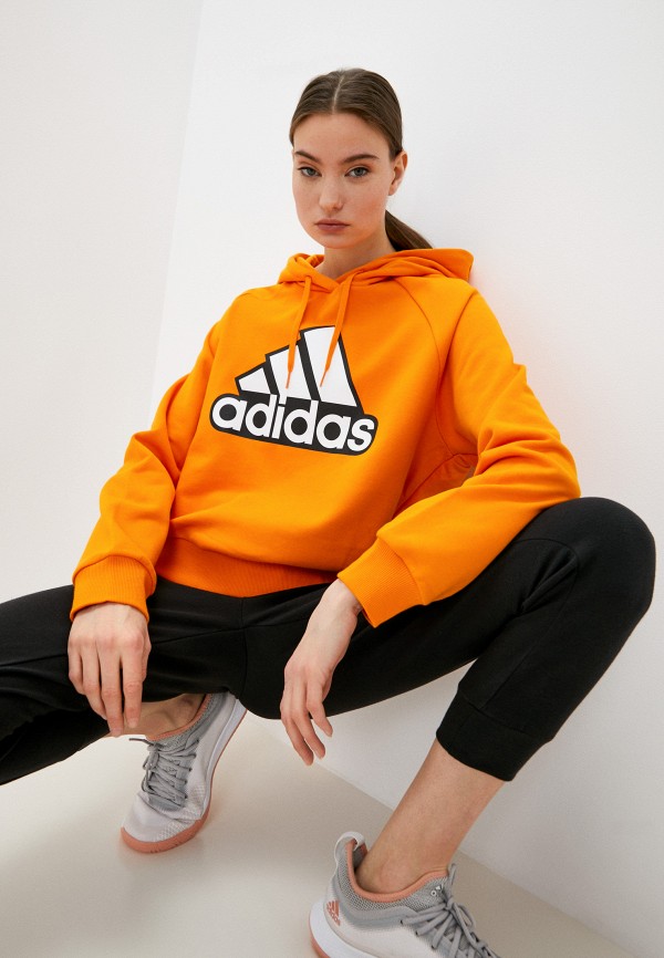 женские худи adidas, оранжевые