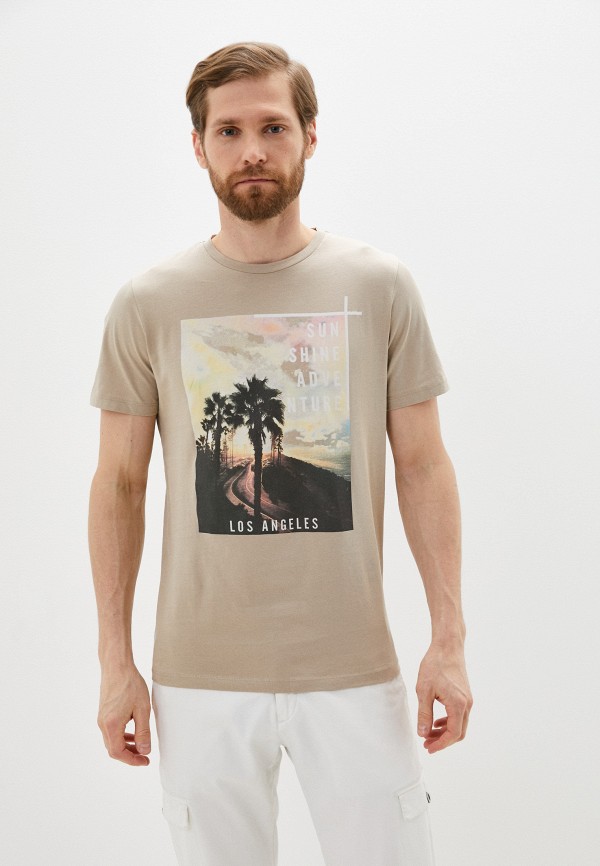 мужская футболка с коротким рукавом produkt, бежевая