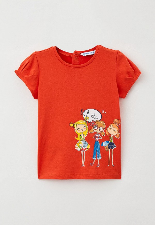 футболка с коротким рукавом mayoral для девочки, оранжевая