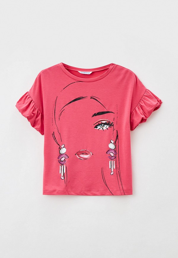 футболка с коротким рукавом mayoral для девочки, розовая