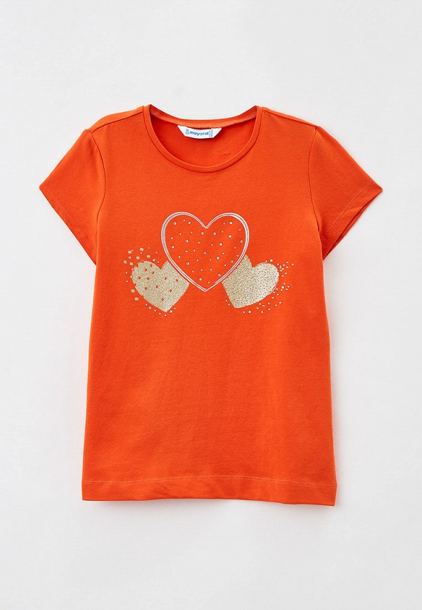 футболка с коротким рукавом mayoral для девочки, оранжевая
