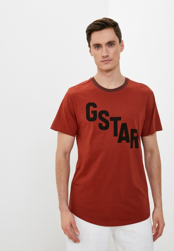 мужская футболка с коротким рукавом g-star raw, коричневая