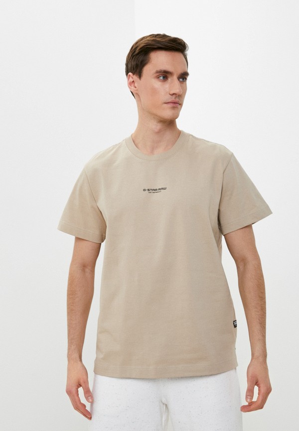 мужская футболка с коротким рукавом g-star raw, бежевая