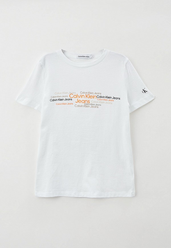 футболка с коротким рукавом calvin klein для мальчика, белая