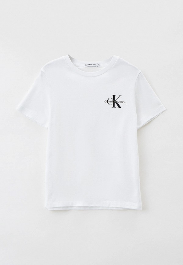 футболка с коротким рукавом calvin klein для мальчика, белая