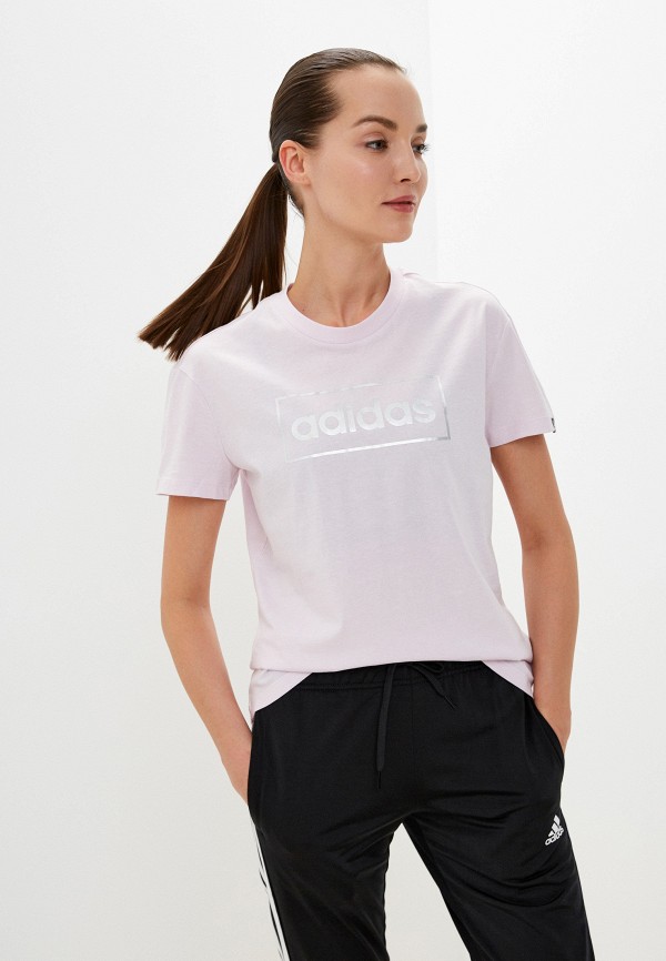 женская спортивные футболка adidas, розовая