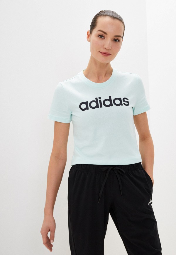 женская спортивные футболка adidas, бирюзовая