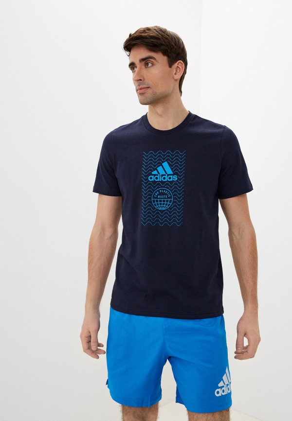мужская спортивные футболка adidas, синяя