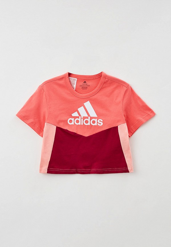 футболка adidas для девочки, розовая