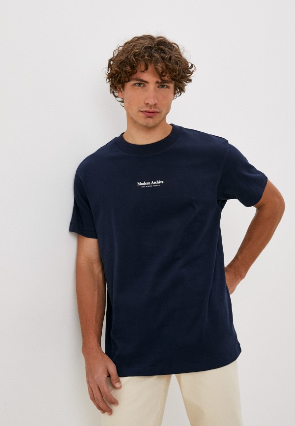 мужская футболка с коротким рукавом jack & jones, синяя