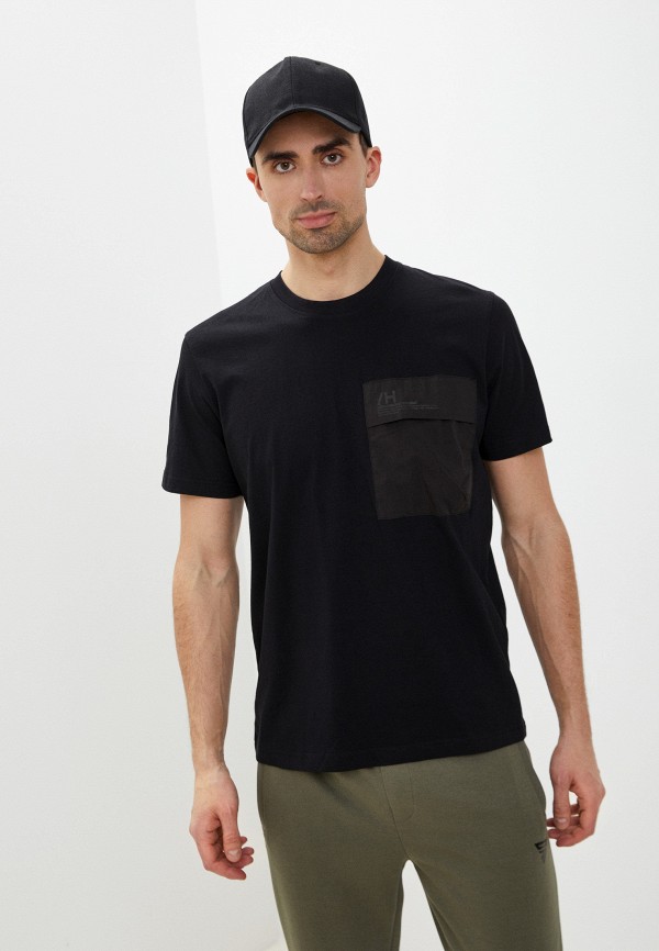 мужская футболка с коротким рукавом selected homme, черная