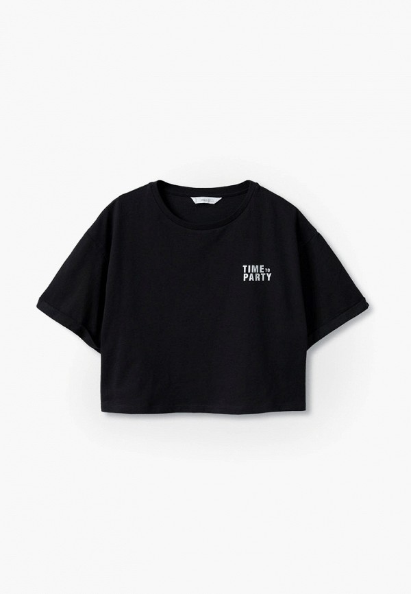 футболка с коротким рукавом mango kids для девочки, черная