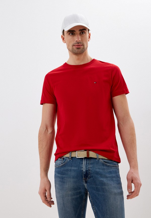 мужская футболка с коротким рукавом tommy hilfiger, красная