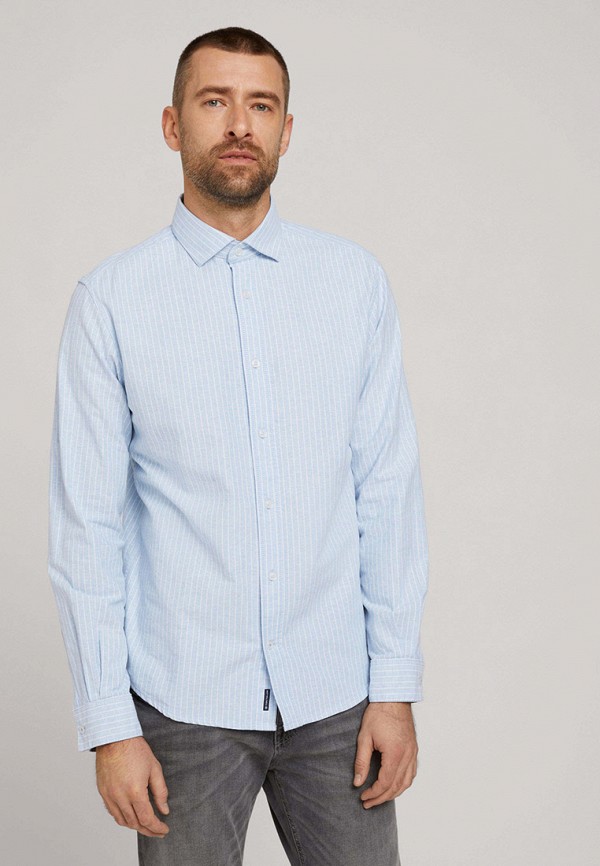 мужская рубашка с длинным рукавом tom tailor, голубая
