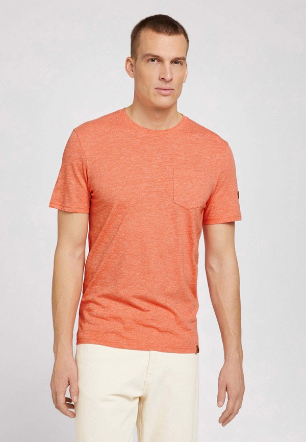 мужская футболка с коротким рукавом tom tailor, оранжевая