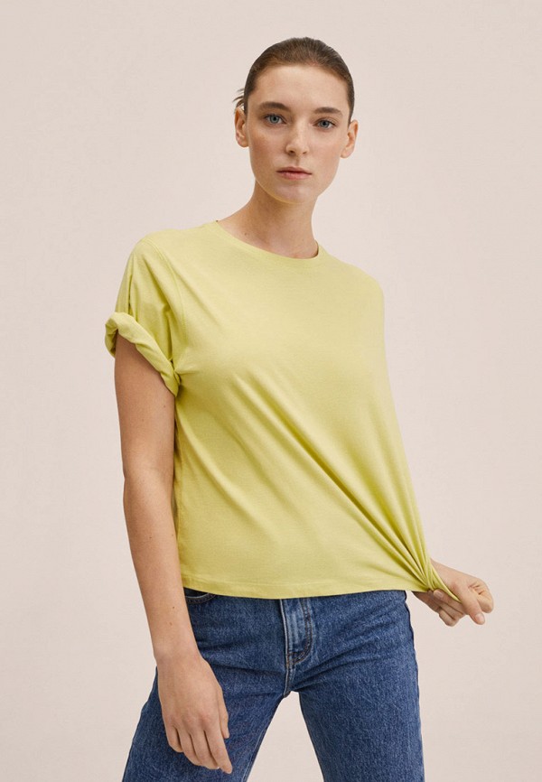 женская футболка mango, желтая