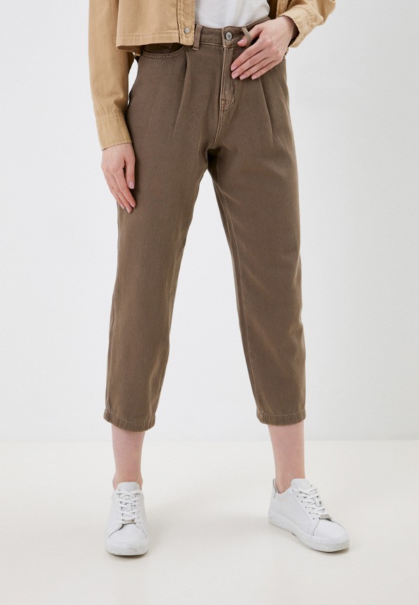 женские прямые брюки marks & spencer, коричневые