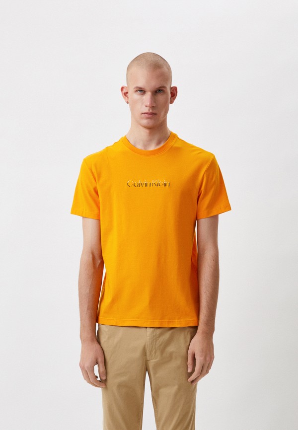 мужская футболка calvin klein, оранжевая
