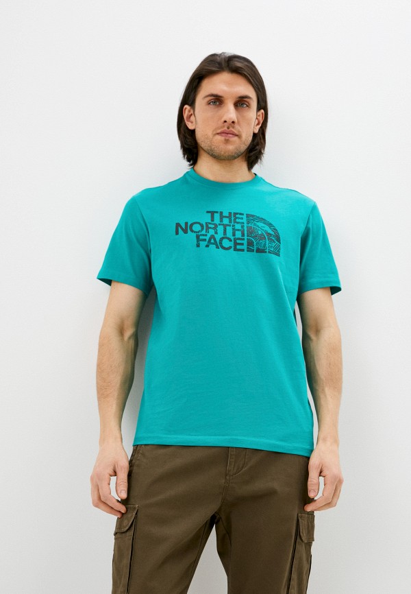 мужская спортивные футболка the north face, бирюзовая