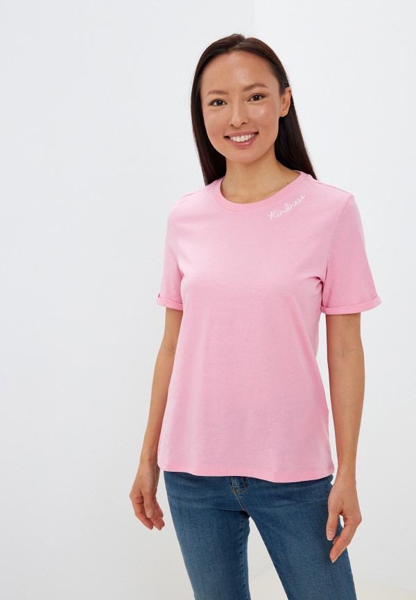 женская футболка pieces, розовая
