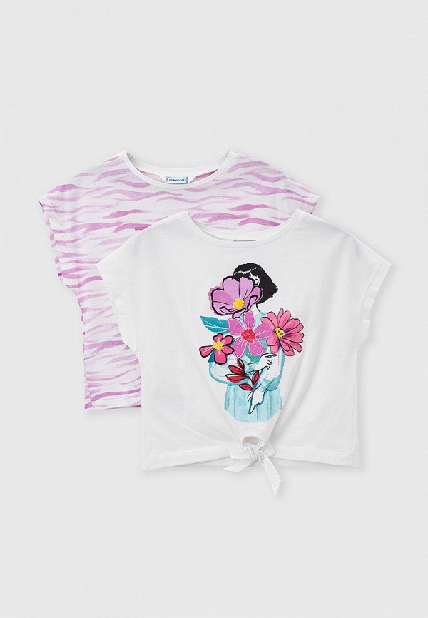 футболка с коротким рукавом mayoral для девочки, разноцветная