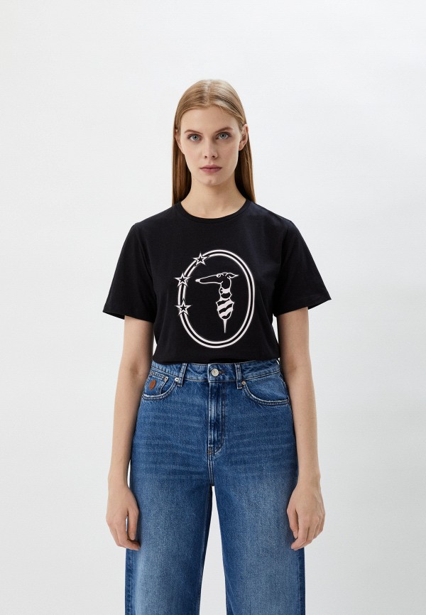 женская футболка trussardi, черная