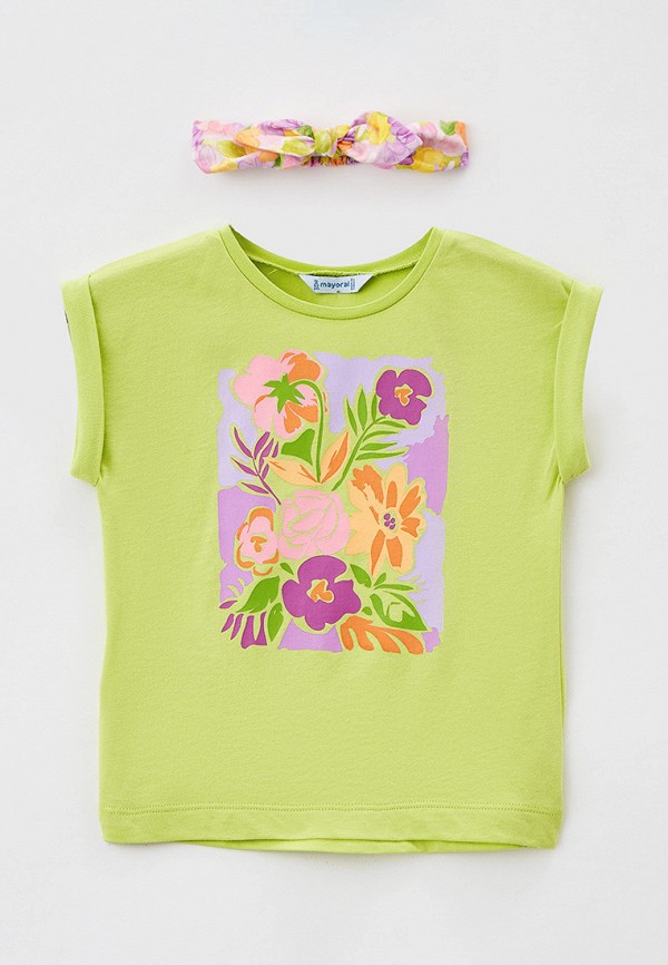 футболка с коротким рукавом mayoral для девочки, разноцветная