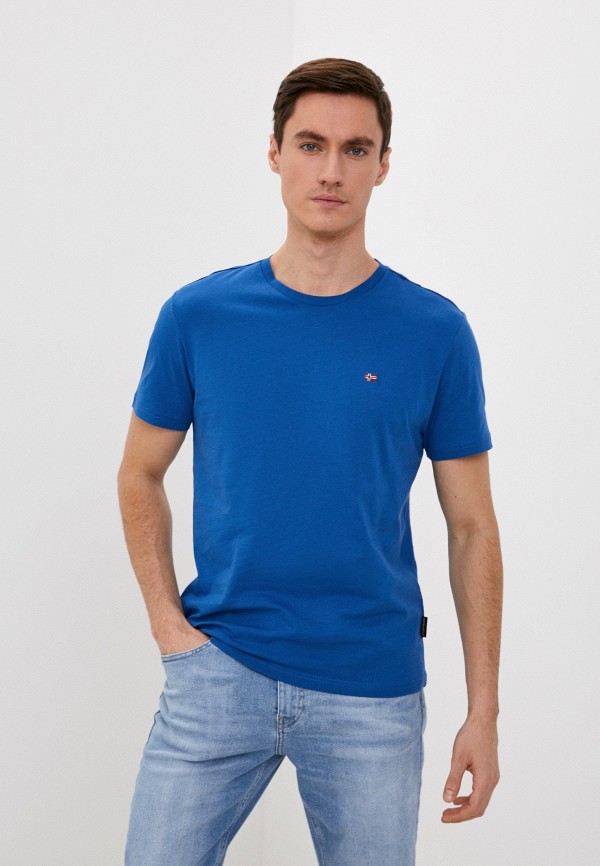 мужская футболка с коротким рукавом napapijri, синяя