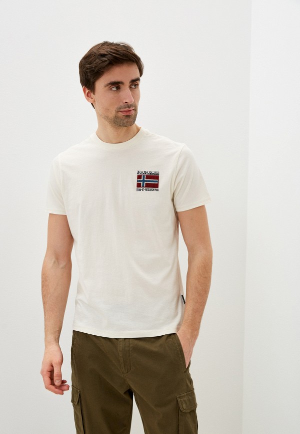 мужская футболка с коротким рукавом napapijri, бежевая