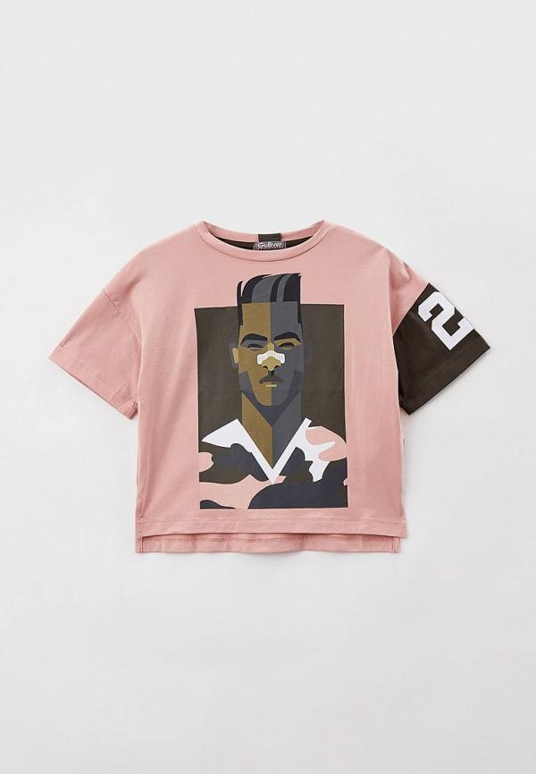футболка с коротким рукавом gulliver для мальчика, розовая