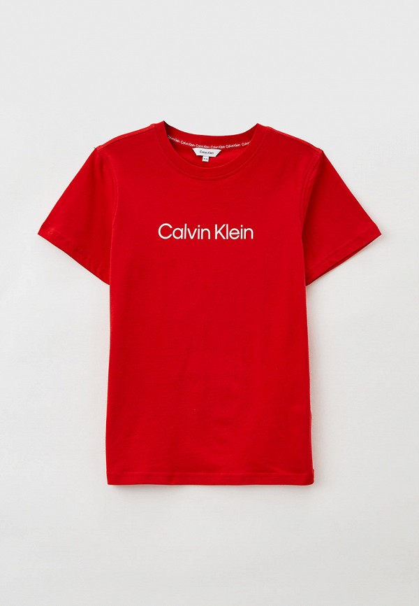 футболка calvin klein для мальчика, красная