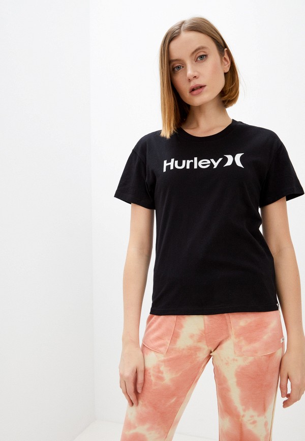 женская спортивные футболка hurley, черная